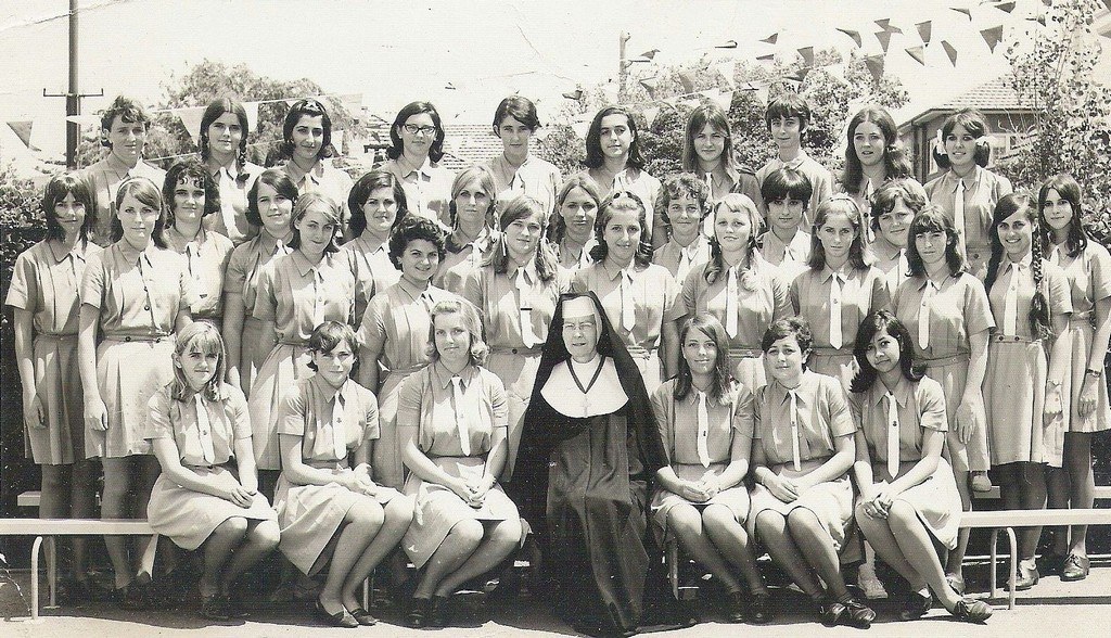 1967 4th form in the nuns garden with sr colette from leona ferguson