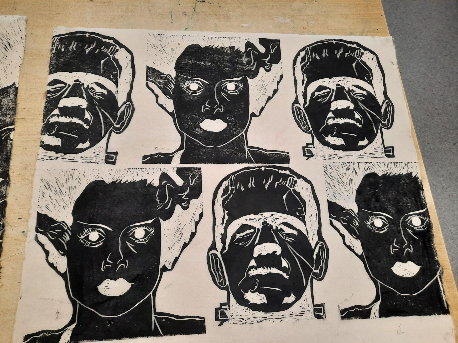 Grayson Clarke fraankenstien lino print