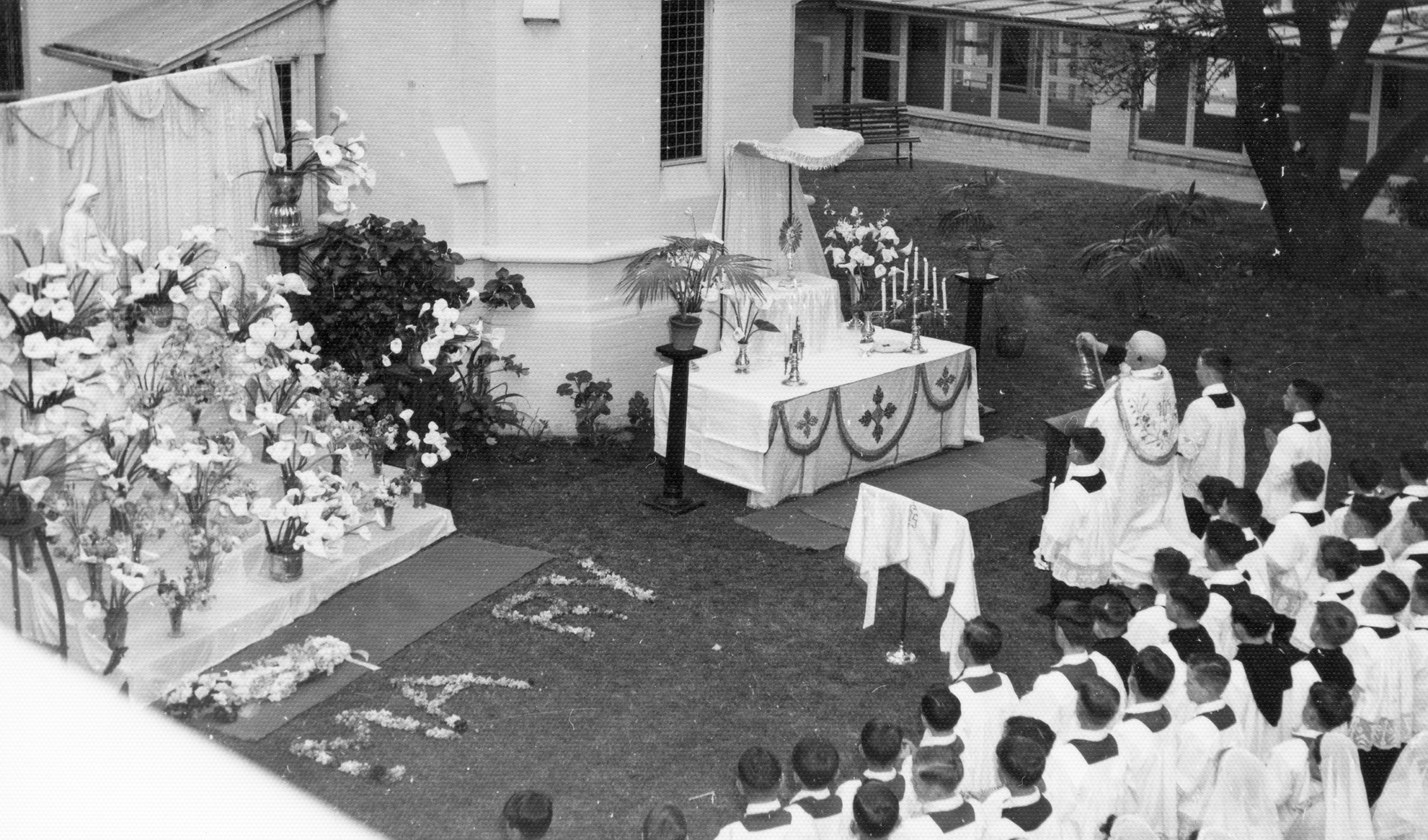 Stella Maris Marian Year Benediction on the mound in college grounds 1954 1