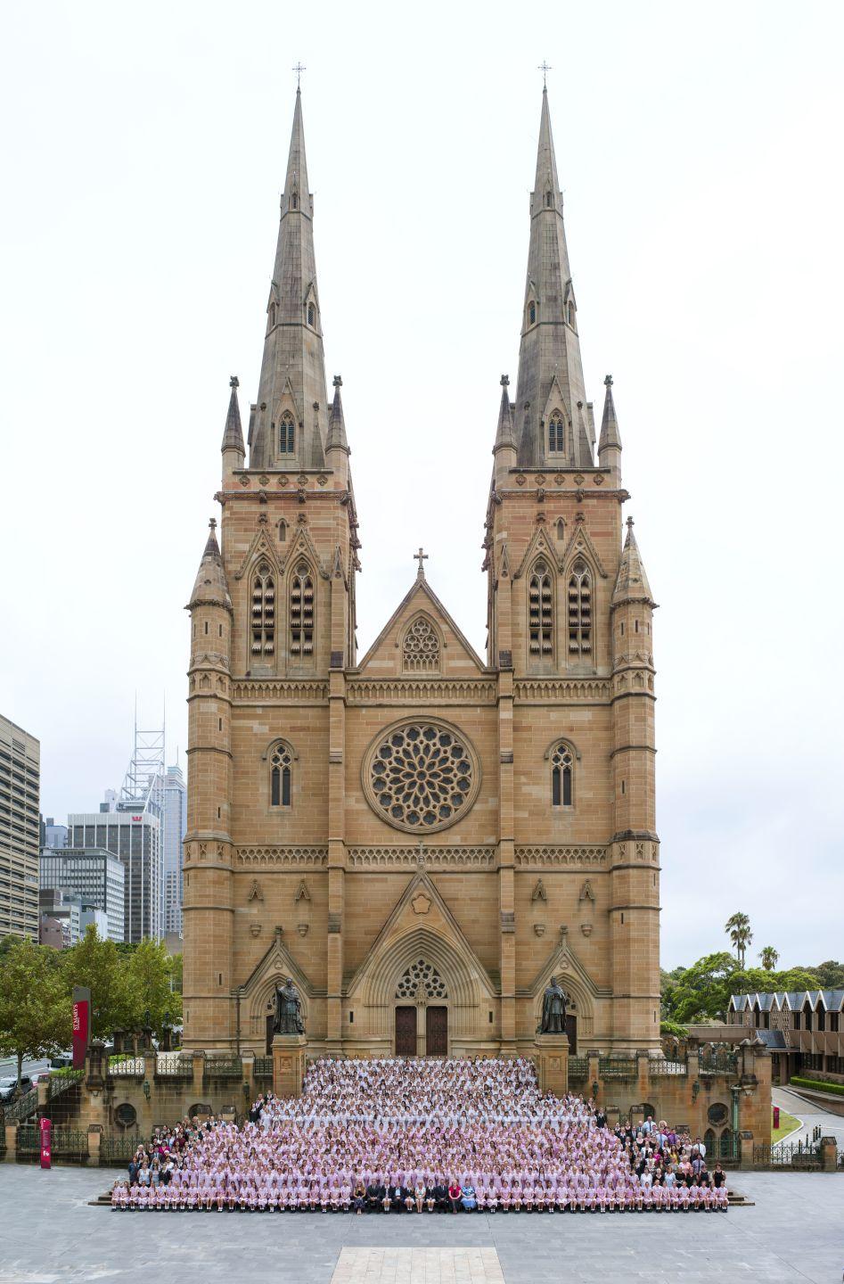 Whole School in Front of St Marys